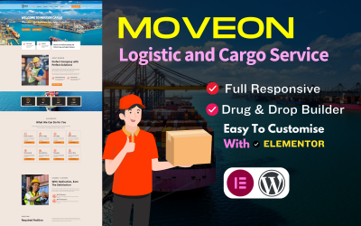 Motyw WordPress dotyczący usług logistycznych i cargo Moveon