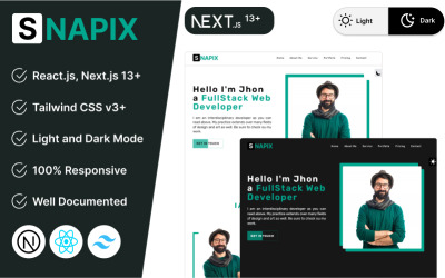 Snapix - Modèle React Nextjs de portefeuille personnel CSS Tailwind moderne