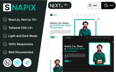Snapix – Moderne Tailwind CSS-Vorlage für persönliches Portfolio React Nextjs