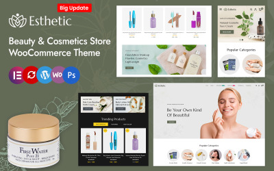 Esthetic – магазин засобів по догляду за шкірою, краси та косметики Elementor WooCommerce адаптивна тема