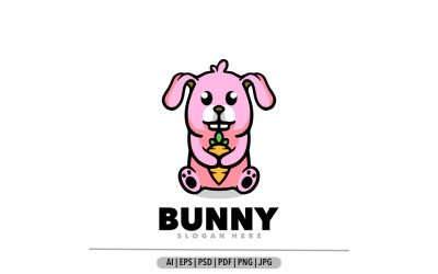 Illustrazione del logo del disegno del fumetto della mascotte del coniglietto