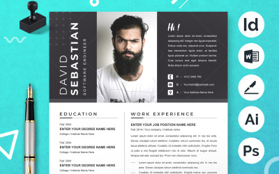 Layout de design de modelo de currículo de engenheiro de software