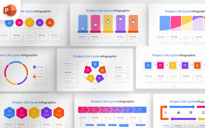 Szablon infografiki programu PowerPoint dotyczący cyklu życia projektu
