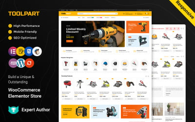 ToolPart – Araçlar Parçalar ve Ekipman Elementor WooCommerce Mağazası