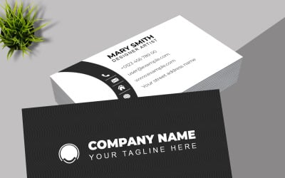 Black &amp;amp; White Professional Business Card