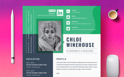 Layout del modello di curriculum creativo/moderno