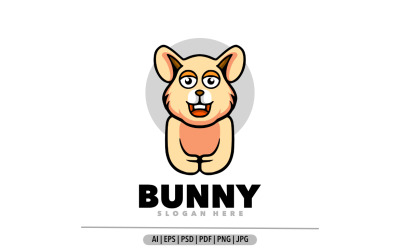 Modelo de design de logotipo de desenho animado de mascote de coelho