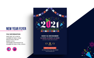 Printable New Year Party Invitation Template. word and Psd