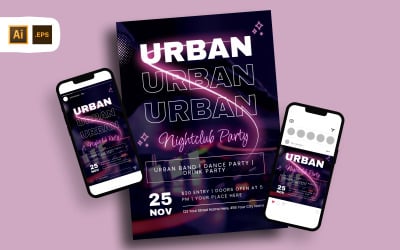 Purple Neon Urban Night Party Flyer šablona