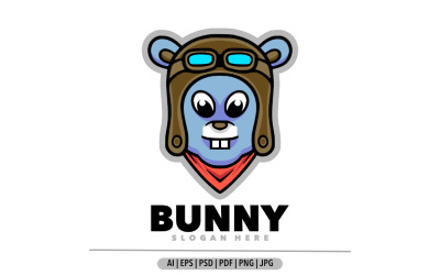 Création de logo de mascotte de tête de pilote de lapin