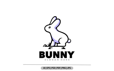 Nyuszi egyszerű kabalája logo tervezés illusztráció