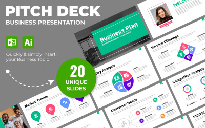 Design de modelo de apresentação de plano de negócios de pitch deck