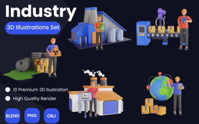 Ilustração 3D da Indústria