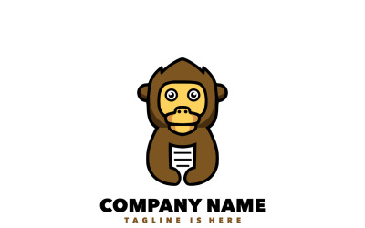 Dessin animé de mascotte de création de logo de singe en papier