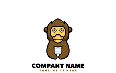 Dibujos animados de mascota de diseño de logotipo de mono de papel
