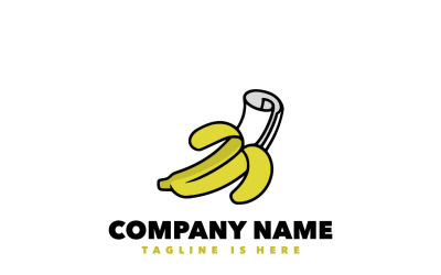 Diseño de logotipo de mascota simple de plátano de papel