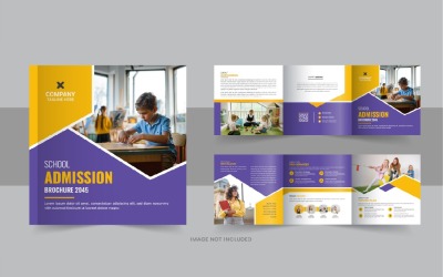 Дизайн квадратной брошюры «Снова в школу», сложенной втрое, или макет брошюры «Образовательный проспект»
