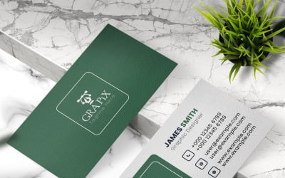 Green &amp;amp; White Simple Business Card