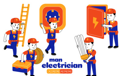 Man Electrician Vector Pack #02