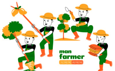 Pack vectoriel homme agriculteur #03