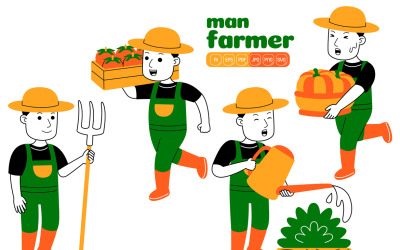 Pakiet wektorowy mężczyzny-rolnika nr 05