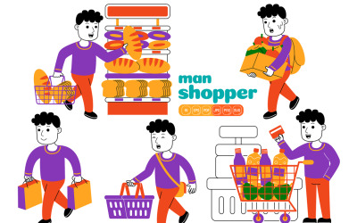 Mann-Shopper-Vektorpaket #01