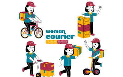 Woman Courier Vector Pack #03