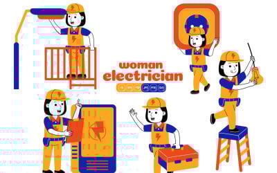 Woman Electrician Vector Pack #03