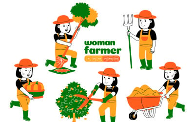 Paquete de vectores de mujer granjera #02