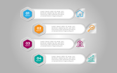 Czteroetapowy projekt szablonu elementu infografiki wektorowej.
