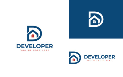 D Home Logo Template Design