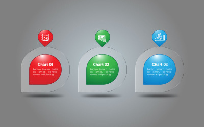 Design lucido del modello di elemento infografico vettoriale in tre fasi.