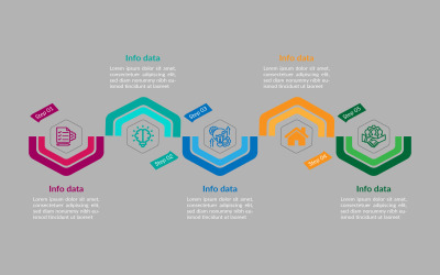 Designvorlage für Workflow-Infodiagramme im Polygon-Stil