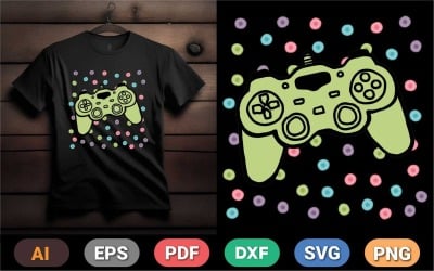Diseño de camiseta navideña de gamepad.