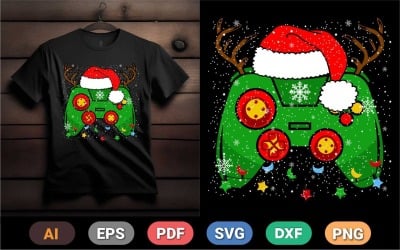 Diseño navideño de Papá Noel con gamepad