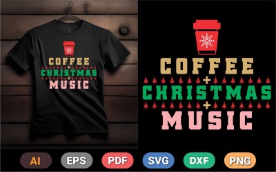 Kaffeeliebhaber Weihnachtsgeschenk Kaffee und Weihnachtsmusik T-Shirt