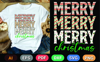 Merry Merry Merry Christmas T-shirt Design