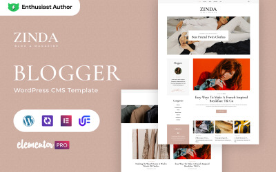 Zinda — WordPress Elementor тема для блога о моде