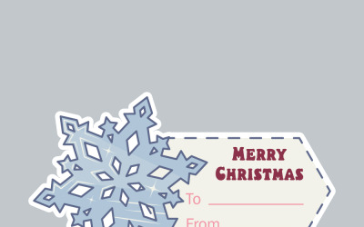 Cartão autocolante de Natal no modo de cor CMYK. Floco de neve azul gelado com destaques