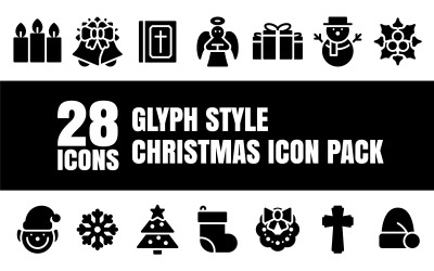Glypiz - Multifunctioneel vrolijk kerstpictogrampakket in Glyph-stijl