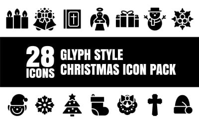 Glypiz: paquete de iconos multipropósito de Feliz Navidad en estilo Glifo