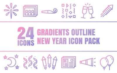 Gradizo - 渐变轮廓风格的多用途新年快乐图标包