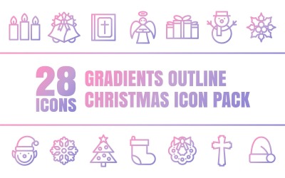 Gradizo - Multipurpose Merry Christmas Icon Pack i övertoningskonturstil