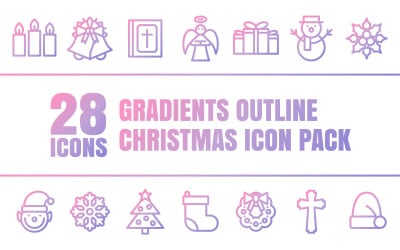 Gradizo - Pack d&amp;#39;icônes polyvalent Joyeux Noël dans un style de contour dégradé