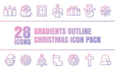Gradizo: paquete de iconos multipropósito de Feliz Navidad en estilo de contorno degradados