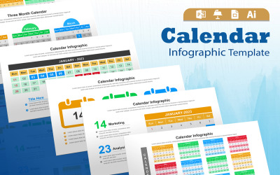 Layout de design de modelo de infográfico de calendário