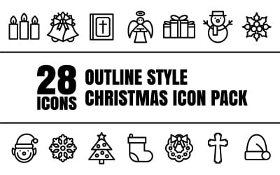 Outlizo – víceúčelový balíček ikon veselých Vánoc ve stylu osnovy