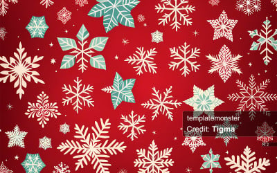 Sneeuwvlokpatroon - Rood en Wit Digitale Download