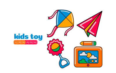 Paquete de vectores de iconos de juguetes para niños #10