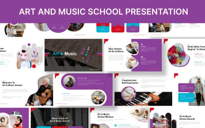 Modello di presentazione di diapositive Google per scuole d&amp;#39;arte e musica